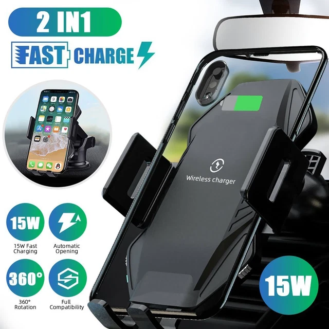 15W Qi Handy Halter Autohalterung KFZ Kabellos Ladegerät Induktive Ladefunktion