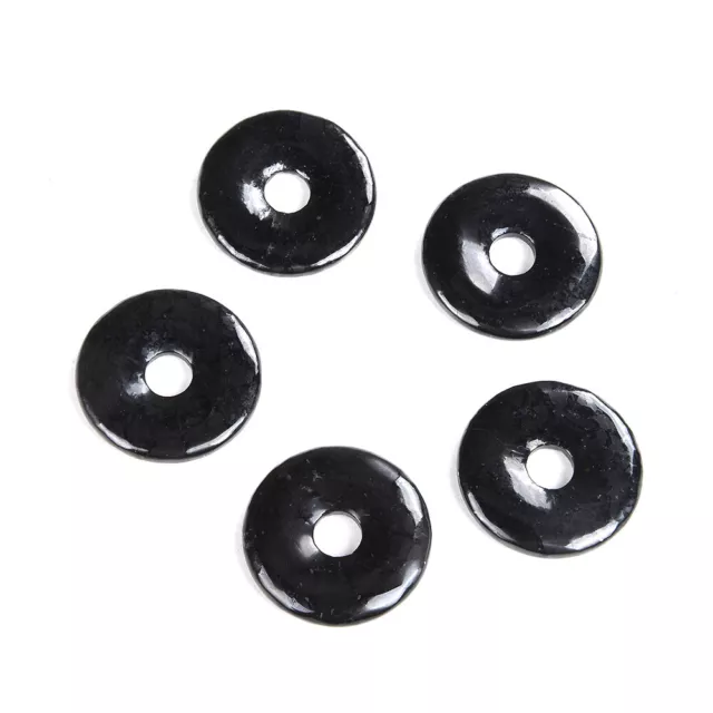40MM Natural Smooth Shungite Gemstone Grd AAA Donut Pendant 1 Bead(80008560-D48)