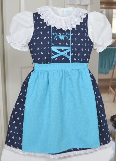 Dirndl per bambini 122 ricamo cervo in cotone