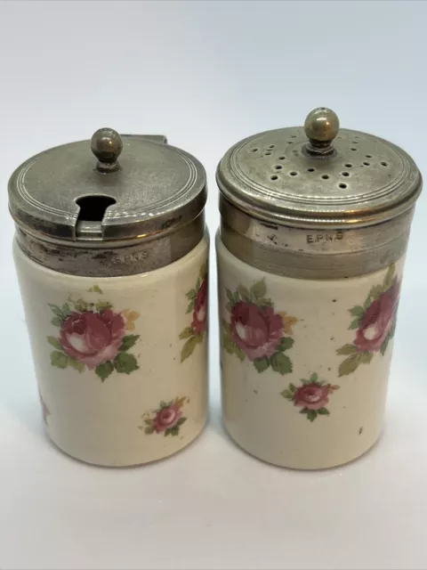 Salt And Pepper Cruet EPNS Vintage Silver Design Set Ware Set Shakers Floral