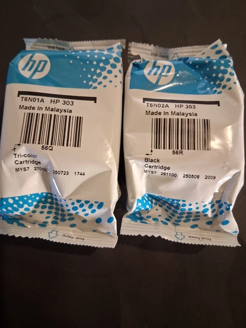 Lot De Cartouches D'encre Noires HP 303 (T6N01A) – Originales, Neuves, Malaisie