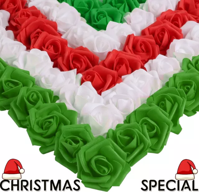 100 Pcs Large 6CM Artificial Flower Foam Rose Head Christmas Party Decor Bouquet