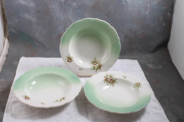 3 Antique Union Pacific Railroad 9" Desert Rose Bowls Syracuse Restaurant Ware