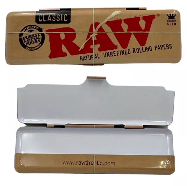 RAW Classic King Size Metal Tin Case Rolling Papers Smoking