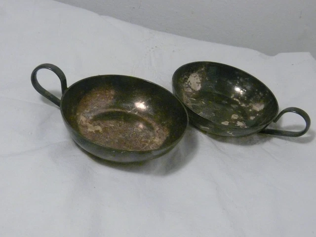 2x gehenkelte Henkel Schale Sternegg Schaffhausen Hotel Silber versilbert Ø10cm
