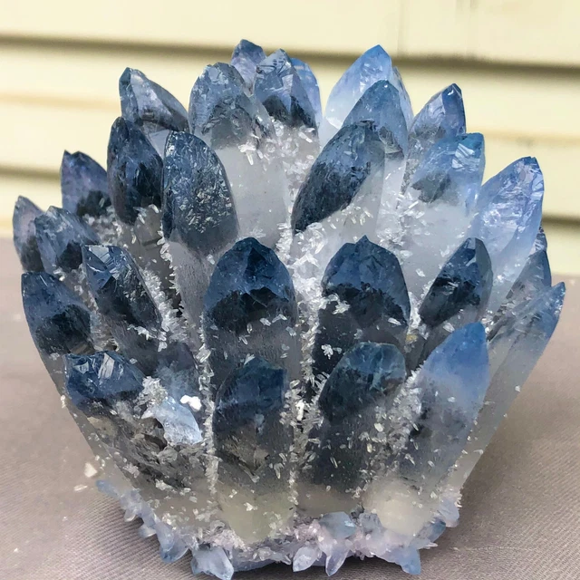 432g  New Find blue Phantom Quartz Crystal Cluster Mineral Specimen Healing 8