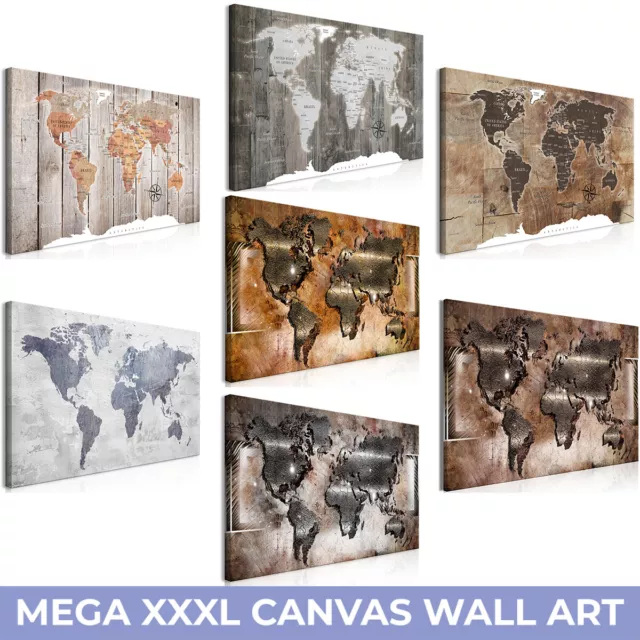 Mega XXXL Big Canvas Wall Art Print Image Picture Home World Map k-C-0050-ak-f