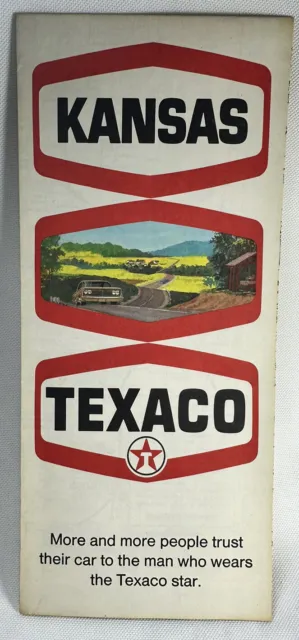 Vintage 1970 TEXACO Kansas State Highway Gas Station Travel Road Map~V9