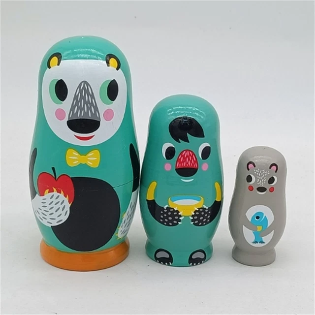 Muñeca apilable a prueba de deformación creativa muñeca nido de tres capas de madera