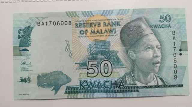Banconote Mondiali MALAWI 50 KWACHA 2016 FDS UNC