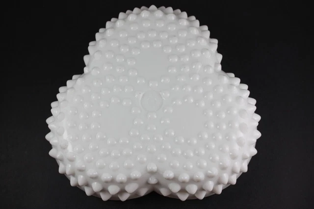 Vintage Fenton White Milk Glass Hobnail Divided Candy Dish Relish Olive Tray 3