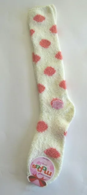 Mopas Fashion Socks Super Soft size 9-11 Long below knee NEW White/orange Dots