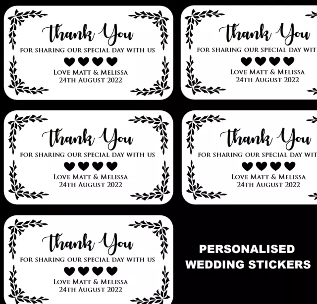 Personalised Wedding Thank You Labels Stickers Any Colour