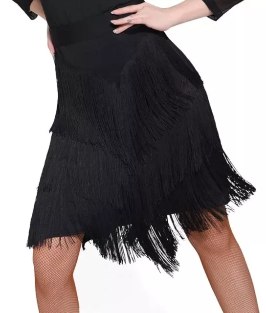 Womens Latin Dance Skirt Size Large Ballroom Rumba Samba Tassels Dancewear