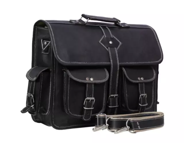 Men's Handmade Messenger Leather Satchel Shoulder Crossbody Briefcase Laptop Bag