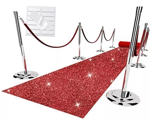 Carpet Runner for Party, 2.46X15 ft, 200 GSM 2.46 X 15 ft Pack Glitter Red