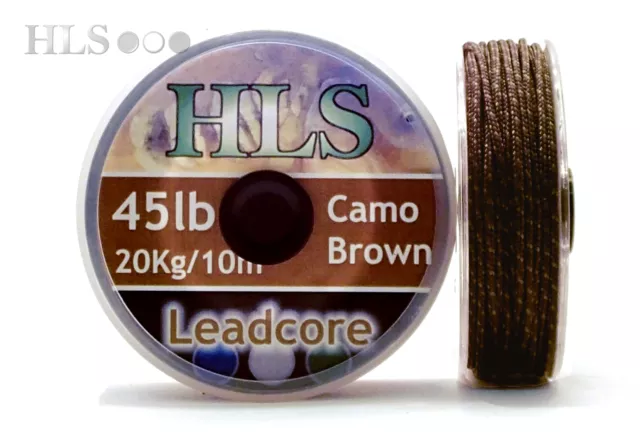 Leadcore - 45lb Camo Brown x 10m. Spooled lead core carp leader line HLS tackle