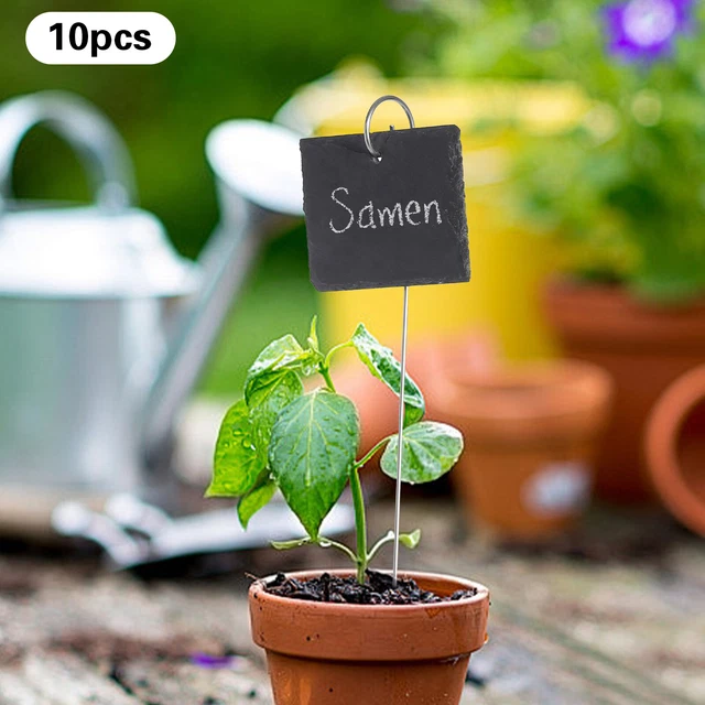 Schiefer Pflanzenschilder Set - 22 Teile Mit Kreide & Metallstäben