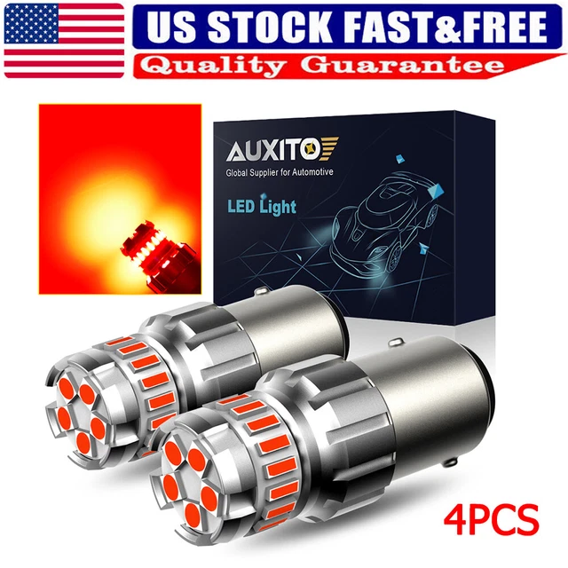 AUXITO 1157 7528 LED Brake Tail Light Bulbs – Red, Super Bright 2835 Chips – Pair