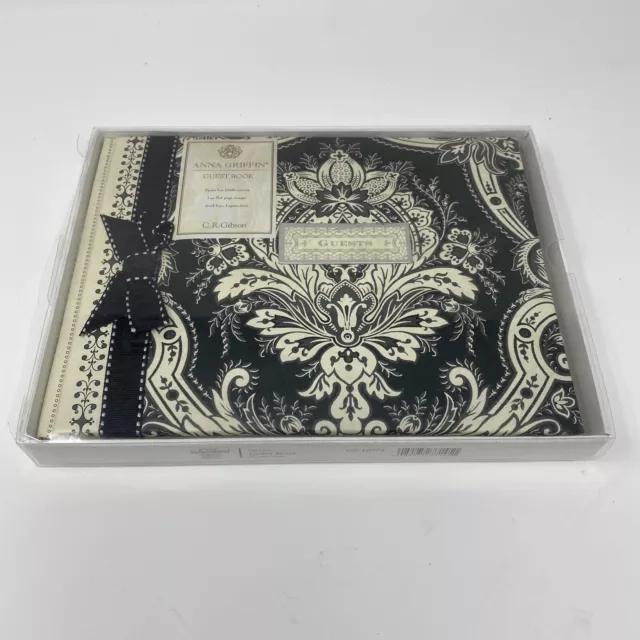 Anna Griffin Willow Black and Ivory Guest Book by CR Gibson IN BOX