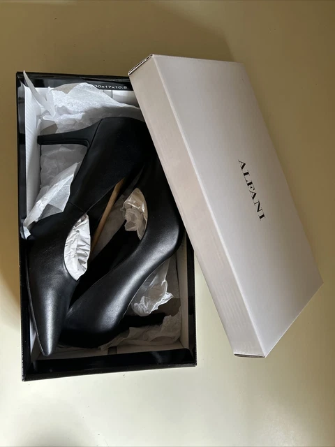 ALFANI Women's Step 'N Flex Jeules Pumps Color Black Leather Sz 9 M