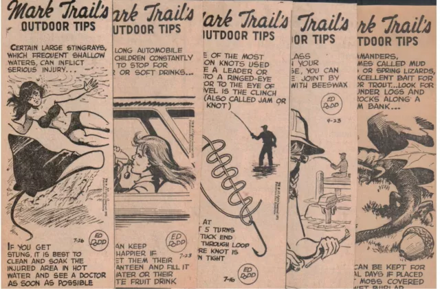 1971 Mark Trail's Outdoor Tips x5 Ed Dodd Daily Newspaper Comic Strips