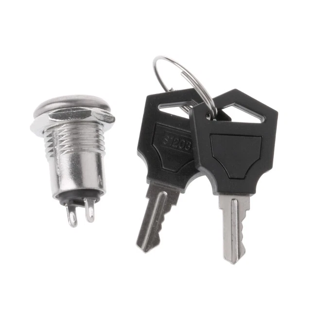 Round Terminal for  Lock 2 Positions ON/Off Metal Keylock Switch with 2 Keys