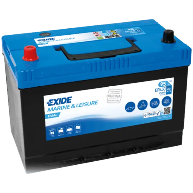 Exide ER450 DUAL Marine & Leisure 12V 95Ah Versorgungsbatterie Wohnmobil Boot