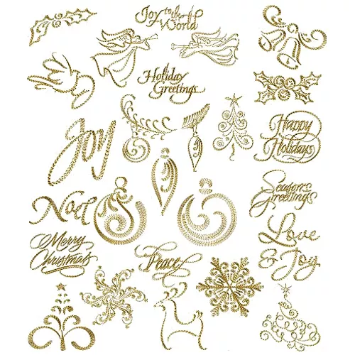 ABC Designs Christmas Gold - 26 Machine Embroidery Designs Set for 4"x4" Hoop