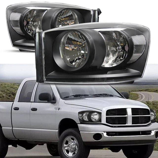 BLACK HEADLIGHTS ASSEMBLY For 20062008 Dodge Ram 1500 2500 3500 2pcs