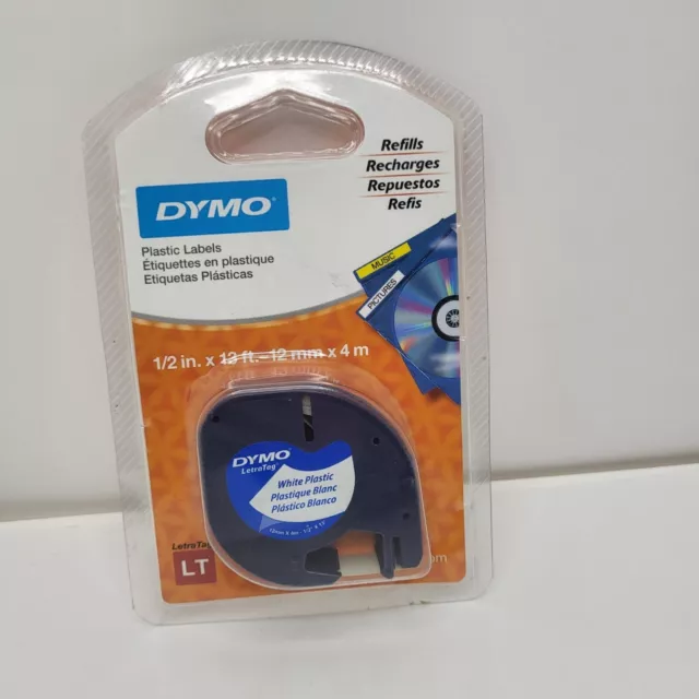 New DYMO #91331 LetraTag White Plastic Label Refill Tape Cassette 1/2" x 13ft