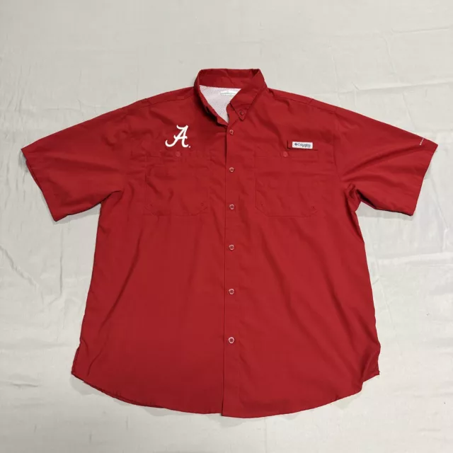 Alabama Crimson Tide Columbia PFG Mens Large Red Fishing Shirt Vented Omni Shade