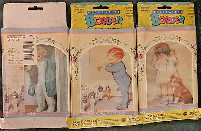 NURSERY WALL PAPER BORDER Art of Bessie Pease Gutmann - 3 Sealed Pkgs - 5 yds ea