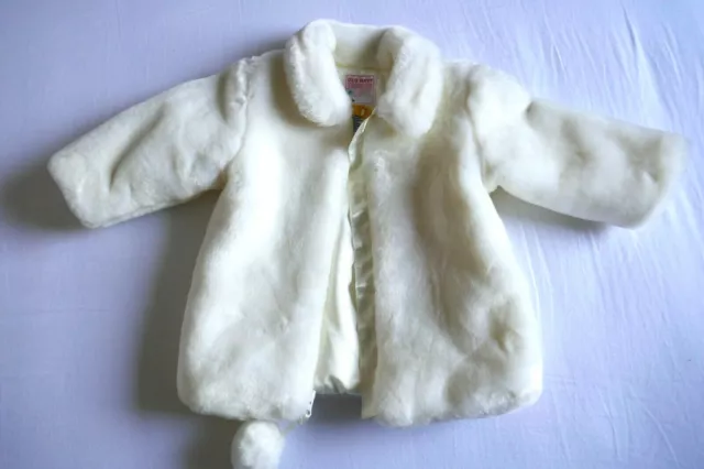 ~old navy GAP Baby Winterjacke Taufjacke 80-86 Teddyfell Bommel WEIß TOP