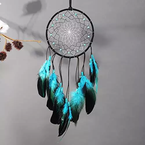 Dream Catcher with Bicolor Mesh, Handmade Dark Tone Dreamcatcher with Black a...