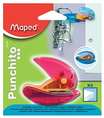 Maped - Perforatrice Punchito - Perforateur Compact Transparent 1 Trou - Avec...