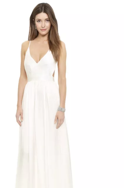 New $425 Contrarian NY Babs Bibb Silk Maxi Backless Dress Ivory Size 8 S-M NWT 3