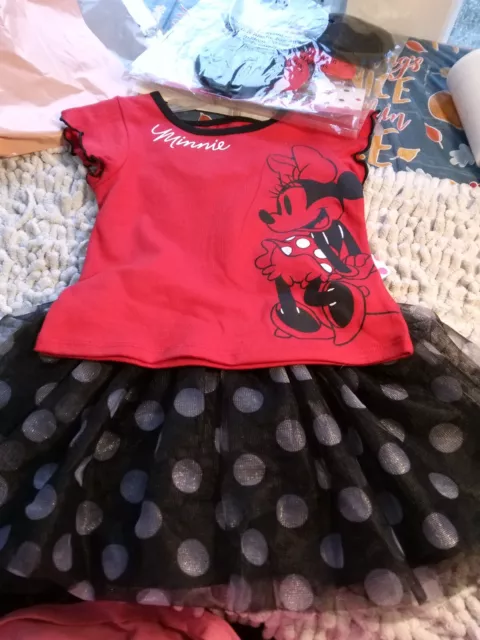 Disney Junior Minnie Mouse Red T-Shirt / Tutu Skirt (2-Pc Outfit) Size 2T NWT