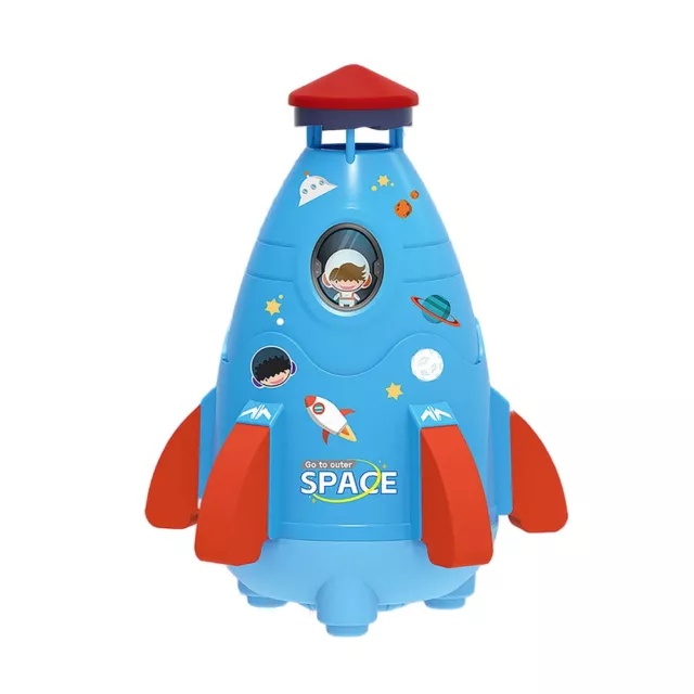 Space Rocket Sprinklers Rotating Water Powered Launcher Summer Fun Toys (Blue)