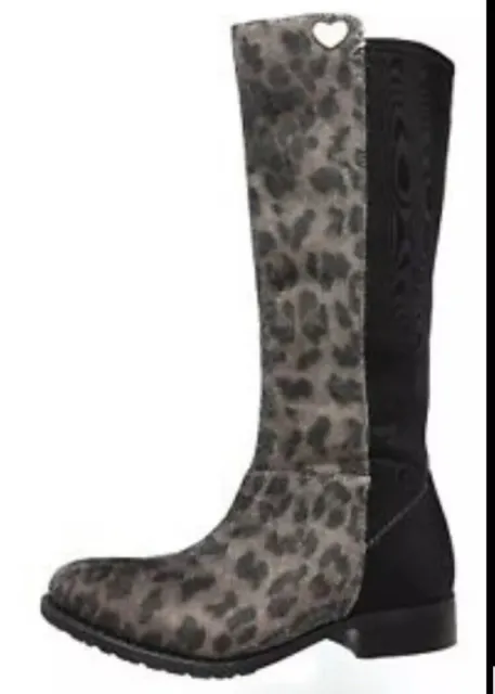 Stuart Weitzman •Girl 1• Cheetah 50/50 Knee High Riding Boot Black Brown