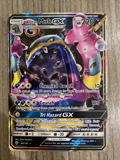 Alolan Muk GX 84/147 Ultra Rare NM, Pokemon Sun & Moon Burning Shadow