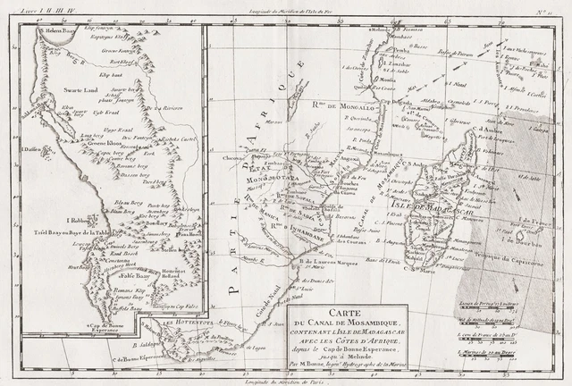 South Africa Madagascar Island Cape Of Good Hope Bonne Card Map 1780
