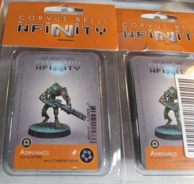 Lote de 10 figuras en miniatura Infinity Combined Army Corvus Bell Aswuangs Spitfire 2