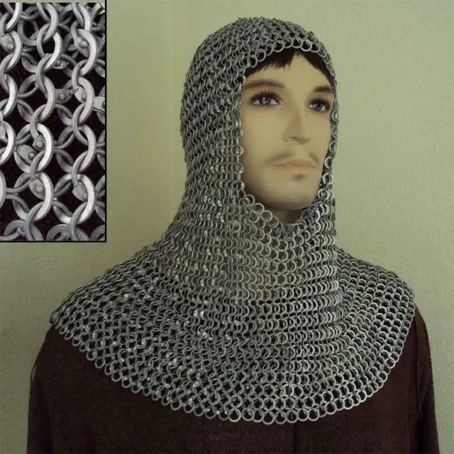 Mittelalter Kettenhemd-Haube vernietet Aluminium-Kettenhemd-Rüstungshaube LARP