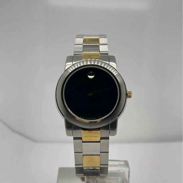 Movado Men's Black Dial Two Tone Stainless Steel Bracelet Quartz Watch 0605107