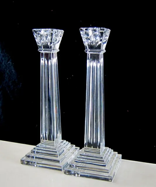 2 Waterford George Washington Column 11" Crystal Candlesticks Candle Holders