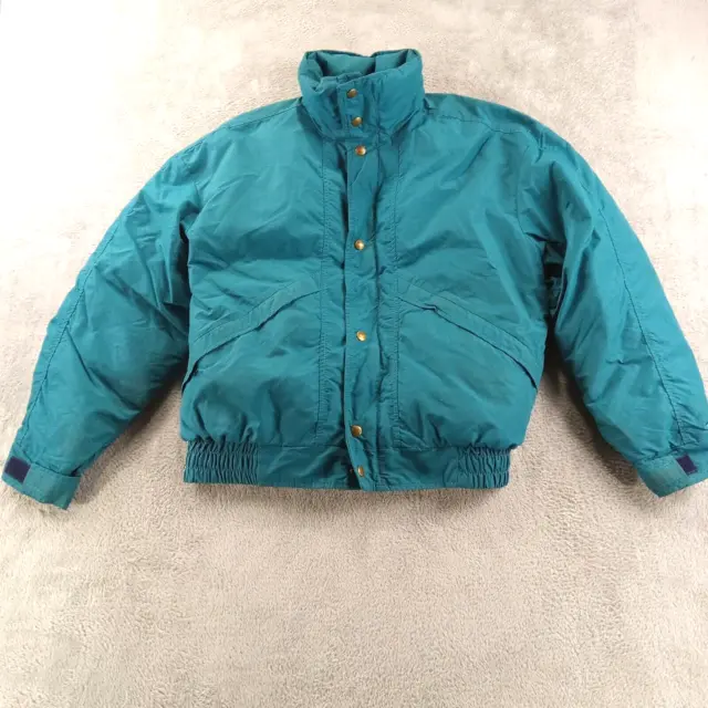 Woolrich Jacket Women’s  Sz Med  Nylon Puffer Full Zip Blue Made In  USA