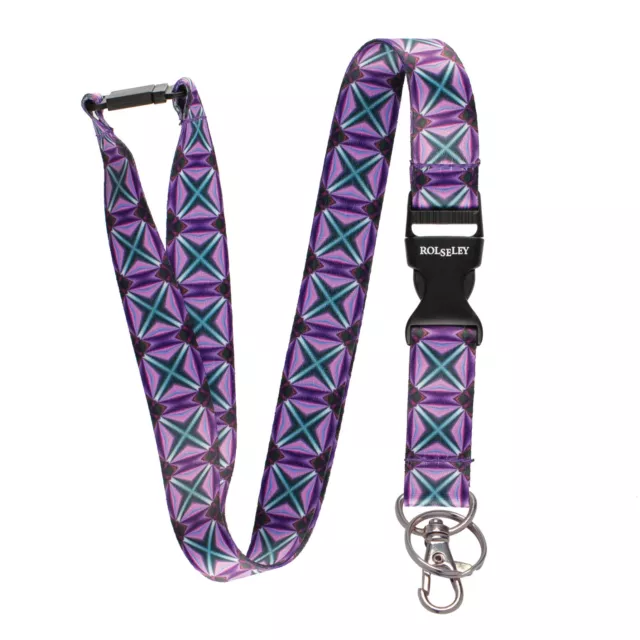 Multicolour Abstract Squares Lanyard Neck Strap with Card Holder or Key Ring