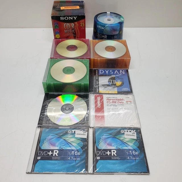 Lot of Recordable Media Sealed Packs of Blank DVDs and CDs TDK Sony Dysan