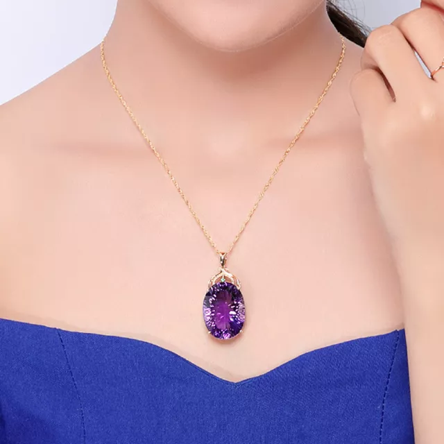 Fashion Silver Amethyst Necklaces Gold Chain Pendants Women Wedding Jewe~xp